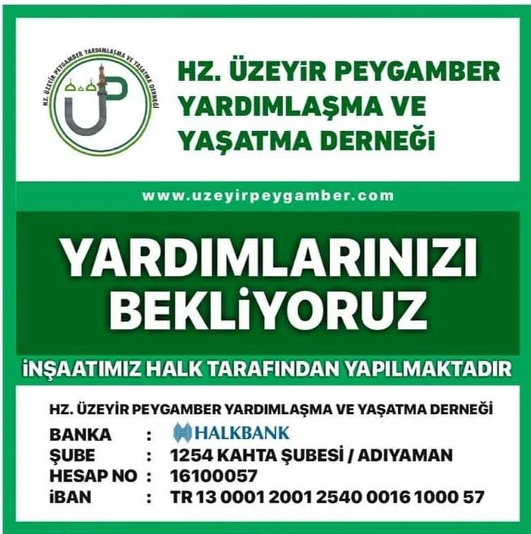 Uzeyir Peygamber Derneği Bağış Yap